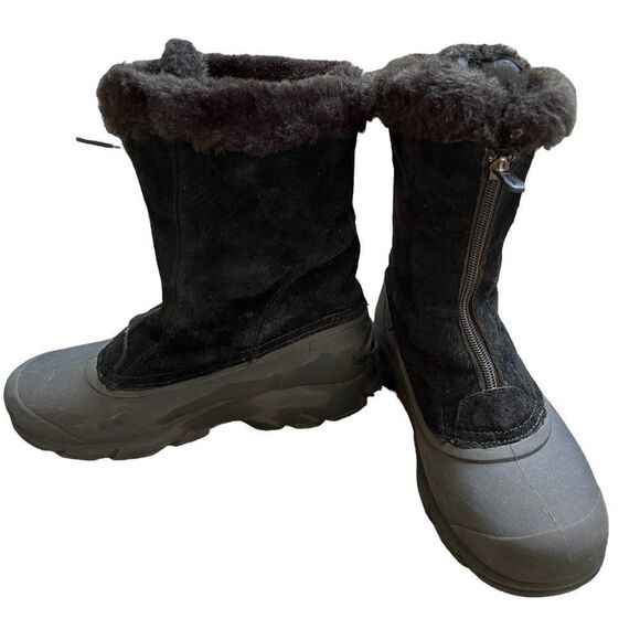 Sorel black suede Snow Bird Zip front boots, size 8 - Picture 2 of 8